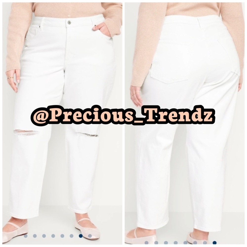 📦 Old Navy High-Waisted OG Loose Ripped Jeans Women’s Plus Size 18 White